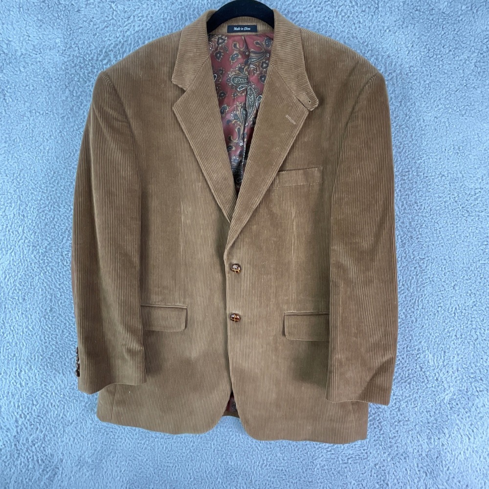 Lauren Ralph Lauren Sport Coat Men 40S Tan Corduroy Elbow Patch Paisley Lining